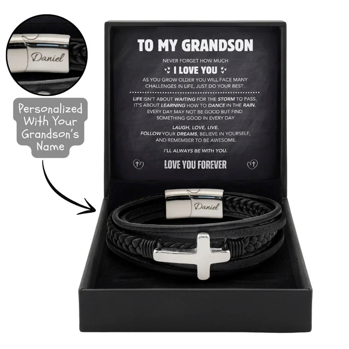 "To My Grandson" Engraved Bracelet