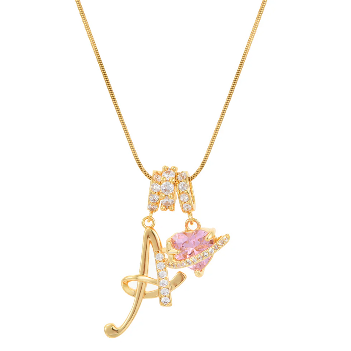 Heart Initial Necklace with Birthstone